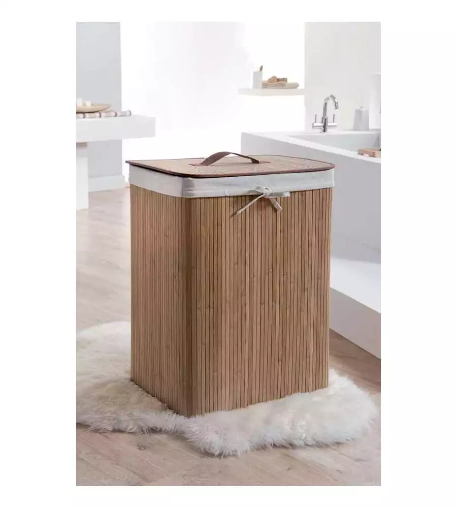 PORTA BIANCHERIA RETTANGOLARE IN BAMBOO - NATURALE.